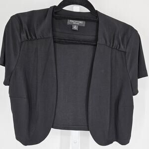 Perceptions New York Womens Sz 14 Short Sleeve Cropped Shrug Sweater Black